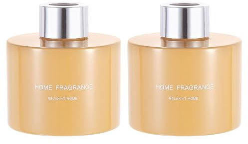 sourcing map 2pcs Empty Glass Diffuser Bottle 140ml/4.7oz Refillable Fragrance Accessories Aromatherapy Jar Container for Replace Reed Diffuser Home Bathroom Pale Orange with Silver Tone Cap