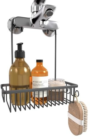 Howdah Estante Ducha sin Taladro Aluminio, Cesta Ducha Colgar de Diseño Moderno, es para Almacenar Champú y Jabón, Estante Dimensiones del Estante de Ducha: 28,5 x 13 x 7,1 cm Gris Oscuro