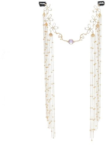 AYVRUOP Tiara Damen Quasten Aus Pailletten Tiara Göttin Kopfschmuck Elfe Prinzessin Meerjungfrau Prinzessin Kopfschmuck Braut Kopf Kette Hochzeit Pailletten Headwear Quaste Headpiece,Gold