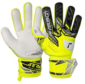 Reusch Torwarthandschuhe Kinder | zuverlässiger Grip, ergonomische Passform | angenehmes Tragegefühl, für Training & Spiel, geeignet für Naturrasen und Kunstrasen, Größe 3-8, Attrakt Grip Junior