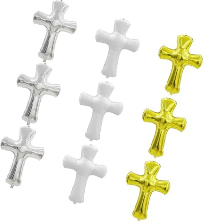ibasenice 9pezzi Palloncini Forma Per Shower Decorazioni Per e Cresima Palloncini Foil Jumbo Per Religiose Completo Colori