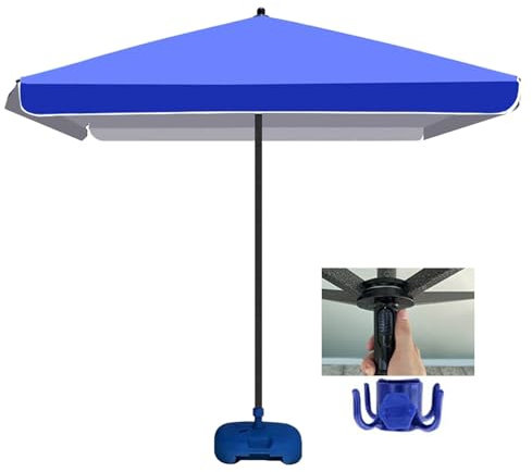 Parasol déporté pour table de marché extérieur, grand parasol déporté à bouton poussoir, parasol de table de marché, parasol d'extérieur, bleu, 2x2m(6.5x6.5ft)