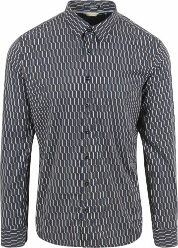 NO EXCESS Hemd mit Musterdruck Navy - Grösse - Herren - Regular Fit - Baumwolle