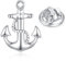 HONEY BEAR 1 Stück Broschen Pins Nautische Anker Anchors für Herren/Damen Anzug Hemd, Geschäft Hochzeit Geschenk (Silber)