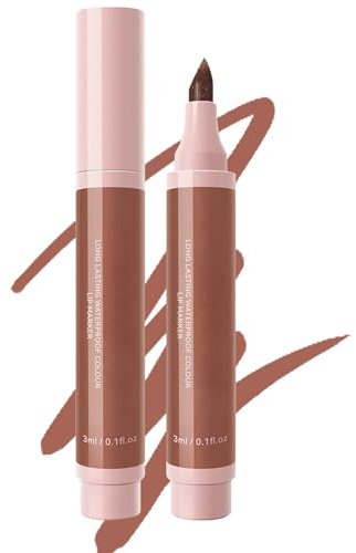 Lip Stain Pen Waterproof Long Lasting Matte Lip Liner Stain, Hydrating Lip Marker Smudge-Proof Natural Finish, Lip Stain Makeup for Women, Red Nude Brown Colors for All-Day Wear (#02)