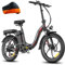 Fafrees 2025 F20 E Bike Klapprad 20 Zoll [ Offiziell ] Herren Damen Fatbike 16AH/ 20AH Akku, Elektrofahrrad 250W Tiefereinstieg, Fat Ebike 140kg, E Mountainbike Erwachsene 25km/h (20AH Akku, Schwarz)