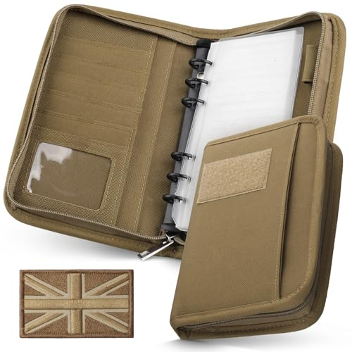 WYNEX Tactical Notebook Padfolio Ringbinder mit 80 Blatt, Notebook taktische Portfolio Binder mit Reißverschluss für taktische Ausrüstung und Organizer, Armee Militär nachfüllbar A5 6 Ringbinder