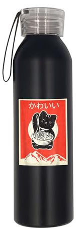 Maneki-Neko Cat Ramen Japanese Retro Style Poster Water Bottle, Insulated Bottle, Stainless Steel Water Bottle