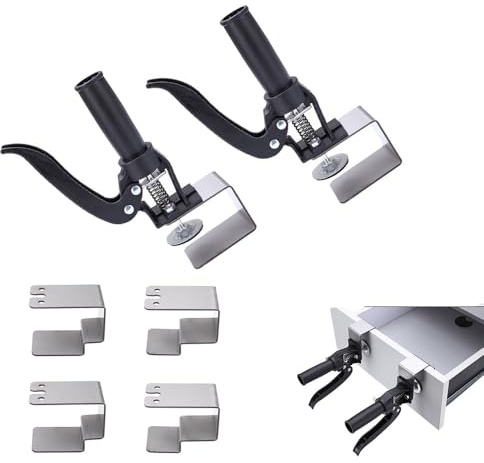 Drawer Front Installation Clamps Kit – Cabinet Mounting Tool with Replaceable Clips, Drawer Slide Jig, Stainless Steel Installation Jig, 6 pcs + 2 Handles