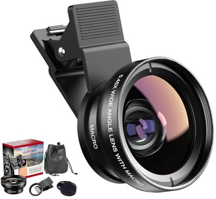 SagTuol Objectif d'appareil photo universel 2 en 1 pour téléphone portable, objectif macro 12,5 x pour iPhone, objectif grand angle 0,45x, pour la plupart des smartphones