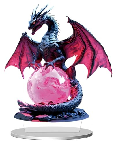 Shamoparty Roter Kristalldrache Acryl Büro Wohnung Zuhause Tierornament, 2D Acrylfigur, Wohnzimmer Dekoration für den Flur, flaches Deko Objekt, mittelalterliches Drachenornament