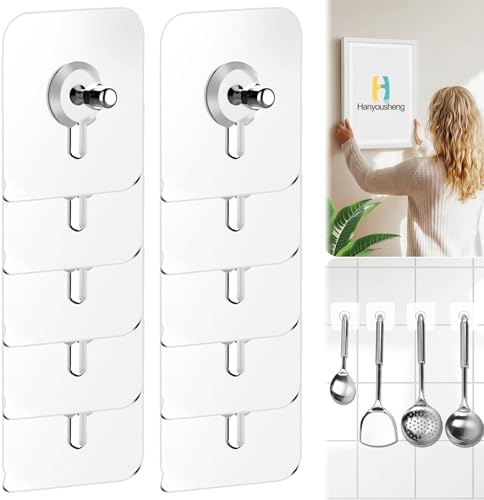 10 Stück Klebeschrauben Ohne Bohren, Bilderhaken Selbstklebend | Klebeschrauben Extra Stark, Klebenagel für Poster Fotos Dekorative Gemälde, Für Küche Bad Glas Fliesen Wohnzimmer bis 5kg