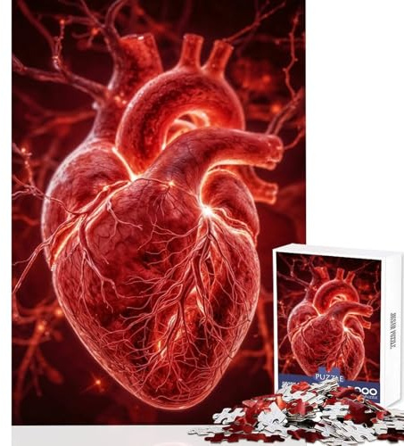 Herz-Puzzle für Erwachsene 1000 Teile anatomisches Motiv mit Venen und Arterien Lernspielzeug Geburtstagsgeschenk praktisches und anspruchsvolles Spiel Größe 38x26cm