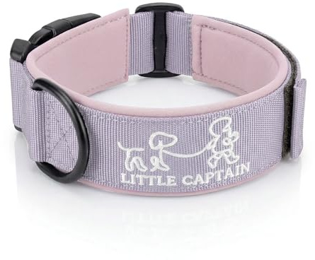 little Captain Lieblingshalsband | perfekte Ergänzung zur Zauberleine | Gepolstertes Hundehalsband mit Wow-Effekt | robuste Schnalle und größenverstellbar | Halsband für Familienhunde (Flieder, M)