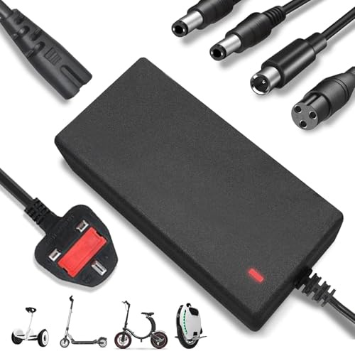 OHVBAEON Electric Scooter Charger, 42V 2A Mobility Scooter Charger with 4 Connectors,Compatible with 36V Hoverboard Battery, for Mobility Scooters Electric Scooters,Xiaomi M365/Pro 2 Unicycles