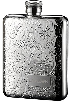 LANZON Fiaschetta Tascabile con Imbuto, Fiaschetta in Acciaio Inox，Bottiglia Tascabile per Liquori e Alcolici Vari | Capacità di 6 OZ | Confezione Regalo (motivo floreale)