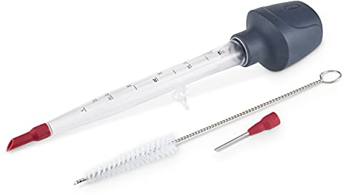 Zyliss | E980104 | Bratensaftspritze | anthrazit rot | Übergießen und Einspritzen | perfekt um Fleisch von innen und außen zu würzen | mit Reinigungsbürste | 5 Jahre Garantie