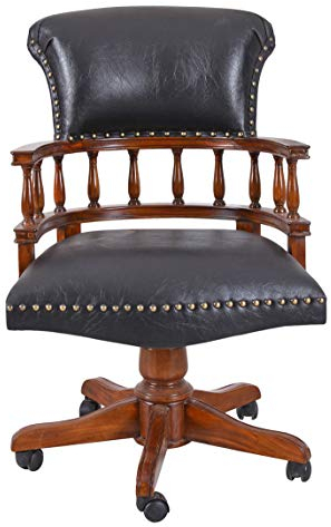 Unbekannt Captains Chair Drehstuhl Antik Bürosessel Ledersessel Bürostuhl auf Rollen mar148 Palazzo Exklusiv