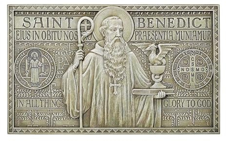 Saint Benedict Wandschild für den Garten, 30,5 cm