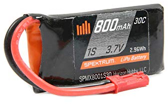 3.7V 800mAh 1S 30C LiPo Battery: JST