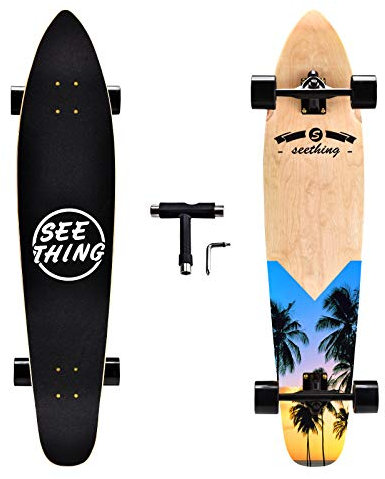 Seething Longboard patineta larga 42 pulgadas, Pintail completo - Cruiser de arce para cruising y carving, estilo libre y descenso