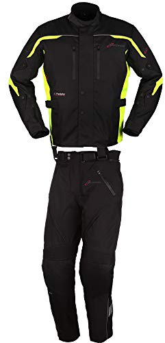 Motowear Motorradkombi P2 Textil - wasserdicht, atmungsaktiv schwarz/gelb