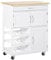 HOMCOM Desserte de Cuisine Multi rangements 2 placards tiroir casier 9 Bouteilles MDF Blanc Plateau Bois Caoutchouc