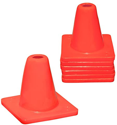 Koozam Sports 6 Pack Heavy Duty 6 Inch Sports Pro Training Cones - Won't Fly Away in Wind Or Crack for Football, Soccer, Parking, Construction, Safety & More