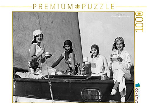 CALVENDO Puzzle Vier Frauen beim Kaffeetrinken auf einem Segelboot | 1000 Teile Lege-Größe 64 x 48 cm Foto-Puzzle für glückliche Stunden