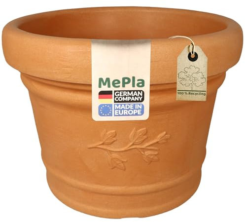 MePla Palermo Pot de fleurs rond résistant aux intempéries et aux UV Ø 35 cm Terra