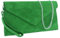 LeahWard Genuine Italian Suede Leather Envelope Clutch Bags Wrist Strap and Chain Strap Included Party Wedding Purse Handbag Cross Body Bag (Grass Green)