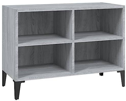 vidaXL TV Cabinet with Metal Legs Home Living Room Furniture Stereo Hifi Plasma Storage Cabinet TV Stand Unit Media Unit Grey Sonoma, 69.5 x 30 x 50 cm