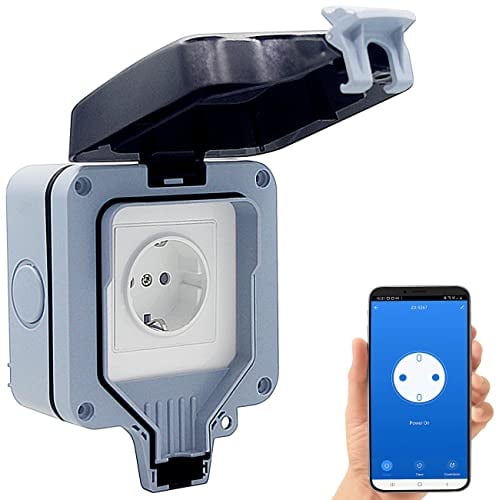 Luminea Home Control WLAN Steckdose: Outdoor-WLAN-Aufputzsteckdose, Sprachsteuerung, Verbrauchsmesser, App (Outdoor Steckdose, Steckdosen mit Zeitschaltuhr, Weihnachtsbaumbeleuchtung)