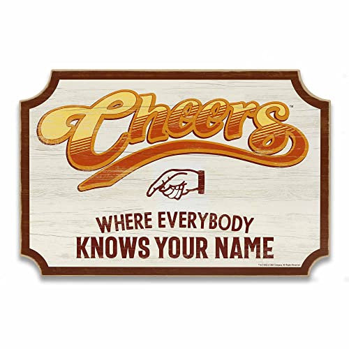 Wanddekoration aus Holz mit Aufschrift Cheers Where Everybody Knows Your Name – lustiges Schild für Heimdekoration