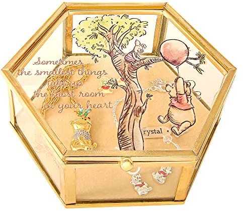 Joyero Disney Winnie the Pooh - Joyero de cristal con diseño de Pooh y Piglet
