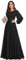 Ever-Pretty Damen Long Mutter Der Braut Abendkleider Lange Ärmel Chiffon Rundkragen Ärmellos Elegant Schwarz 44EU