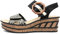 Rieker Gift Womens Wedge Heel Sandals 6.5 UK Black/Light Gold/Print