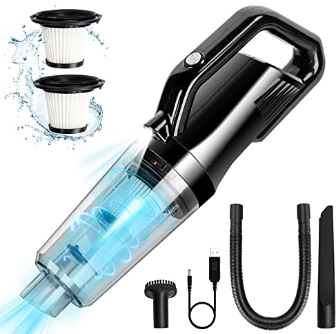 Lively Life Handheld Vacuum Cleaner Cordless- Portable Mini Car Hoover with LED, 9000Pa Powerful Suction, Rechargeable Batteries, Long Runtime - Ideal for Cars, Pets, Home & Office - Black