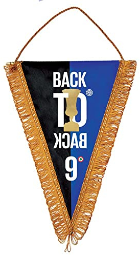 Zeus Party Gagliardetto Inter triangolare BACK TO BACK Edizione Speciale Vittoria Coppa Italia 2023 con frangia oro cm 28 x 20