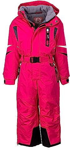 Schneeanzug Kinder, wasserdichter Skianzug Jungen/Mädchen, einteiliger Winter-Overall | 110 116 122 128 134 140 (Pink, 128-134)