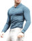 Lehmanlin Men's Muscle Polo Shirts Long Sleeve Casual T- Shirts Slim Fit Stretch Ribbed Golf Tops（Blue/L）