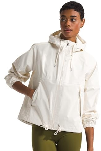 The North Face Women's Antora Rain Hoodie (Standard & Plus Size) - Waterproof & Windproof Jacket, Secure Zip Pockets, White Dune, X-Large