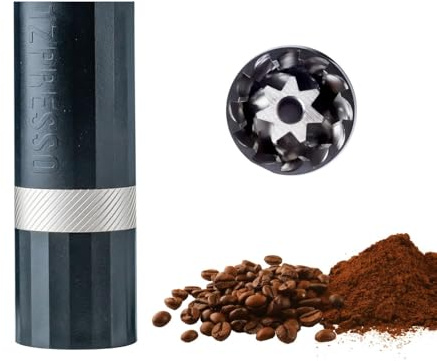 1Zpresso Q Air - Molinillo de café manual negro, tamaño mini delgado de viaje que cabe en el émbolo, rebaba cónica de acero inoxidable, ajuste numérico ajustable para verter sobre prensa francesa fría