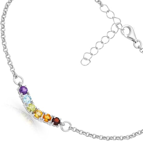 PRIDE Fashion Jewelry - Personalisiertes Regenbogen Armband mit Edelsteinen für LGBTQIA & Gay Schmuck für LGBT, LGBTQ, Asexual, Poly, Pansexuell, Agender, Bigender, Bisexuell, Trans, Transgender