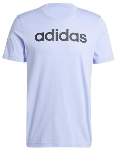 adidas Men's Essentials Single Jersey Linear Embroidered Logo Tee, Blue Spark, S