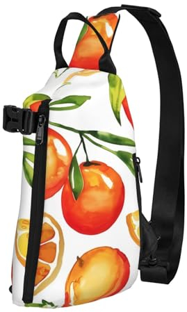QQLADY Orange Zitrus Sling Bag für Damen Herren Sling Rucksack Reise Sling Bag Wandern Brusttasche Daypack Umhängetasche, Schwarz , One size