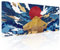 Blue White Japanese Anime Gaming Mouse Pad XL Aesthetic Gold Mountian Red Sun Extended Big Large Desk Mat Non-Slip Rubber Base Stitched Edge Long Keyboard Mousepad for PC Computer,31.5×11.8 Inches