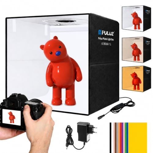 PULUZ Light Box Photography, 20x20 inch Portable Photo Studio Light Box, Professional Dimmable Quick Charge USB-C Photo Booth with 200 LED Lights & 12 Color Backdrops Photo Box for Product Photography