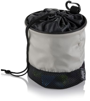 Minky Premium Drawstring Peg Bag, Holds Up to 160 Pegs, Drawstring Design & Strong Clip, Breathable Mesh Base, Fabric Pegs Holder, Grey/Blue/Silver (Silver)