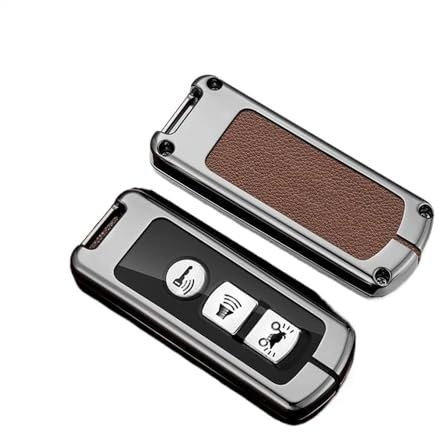 DAVBIR Schlüsselhülle Auto Smart Remote Key Fall Abdeckung Zink-Legierung Leder Für PCX Für Forza 300 Für Airblade 125 C125 Super Cub Roller Für Vario 150 Auto Schlüsselgehäuse(S-Gun Brown)